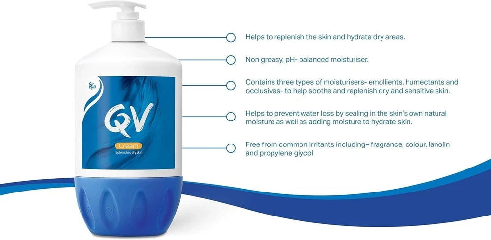 QV Moisturising Cream Treats Dry,Irritated,Sensitive Skin,Dermatitis,Eczema 500g