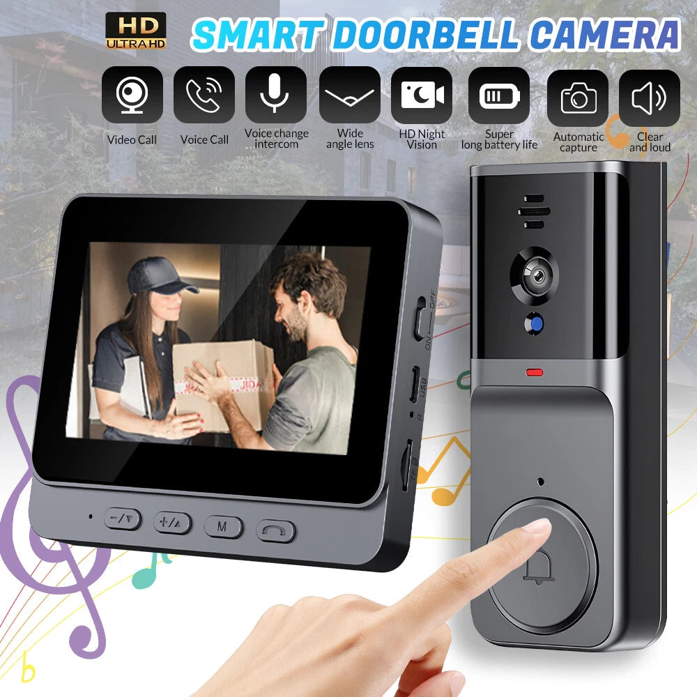 Smart Wireless Video Doorbell Security Streaming Camera Door Bell Intercom HD