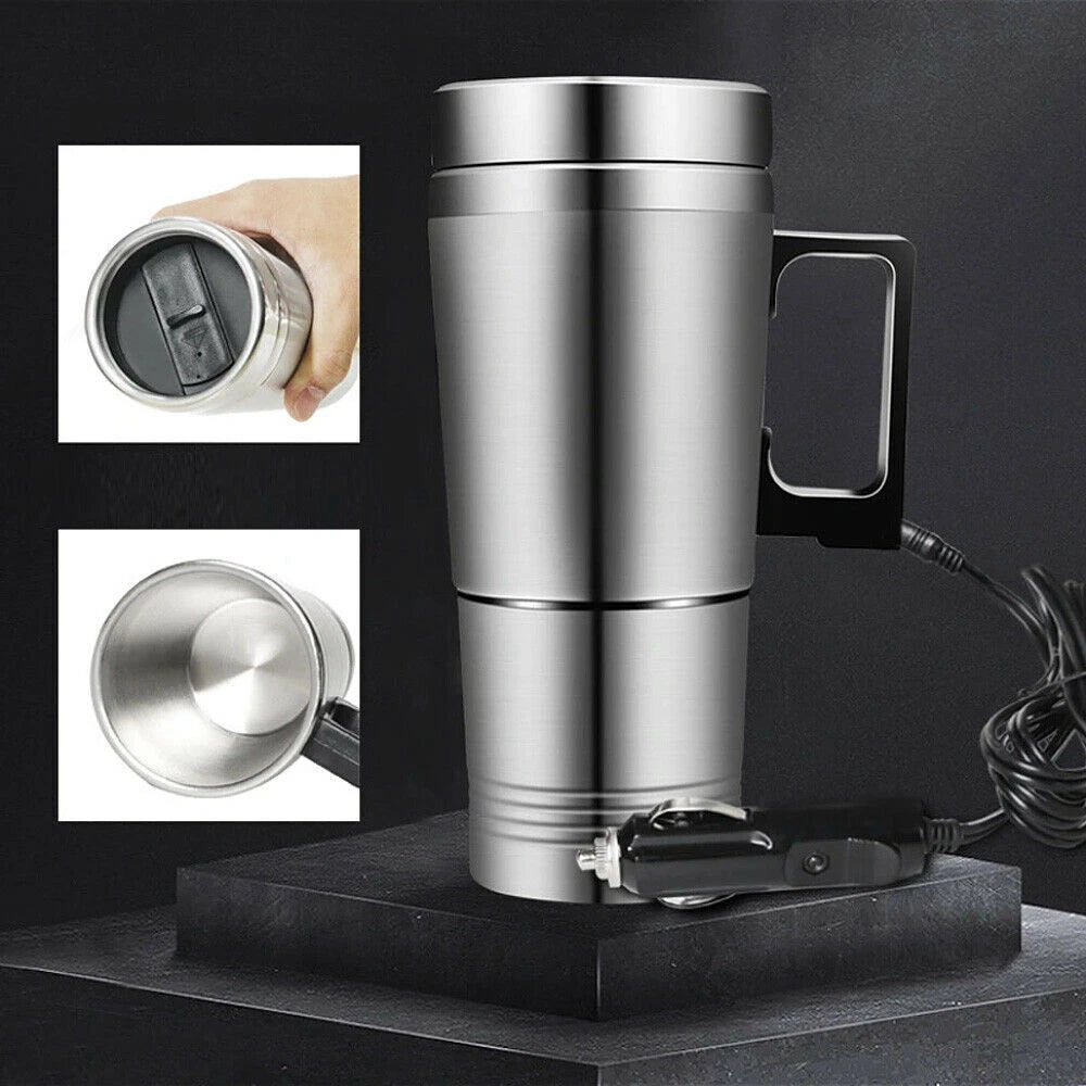 300ml Electric Car Travel Kettle 12V Stainless Steel Car Water Heating Bottle