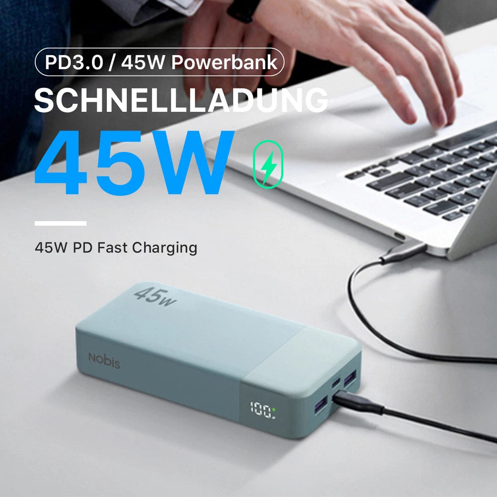 Power Bank 20000mAh 45W USB Fast Charger External Battery Pack for Laptop Phone