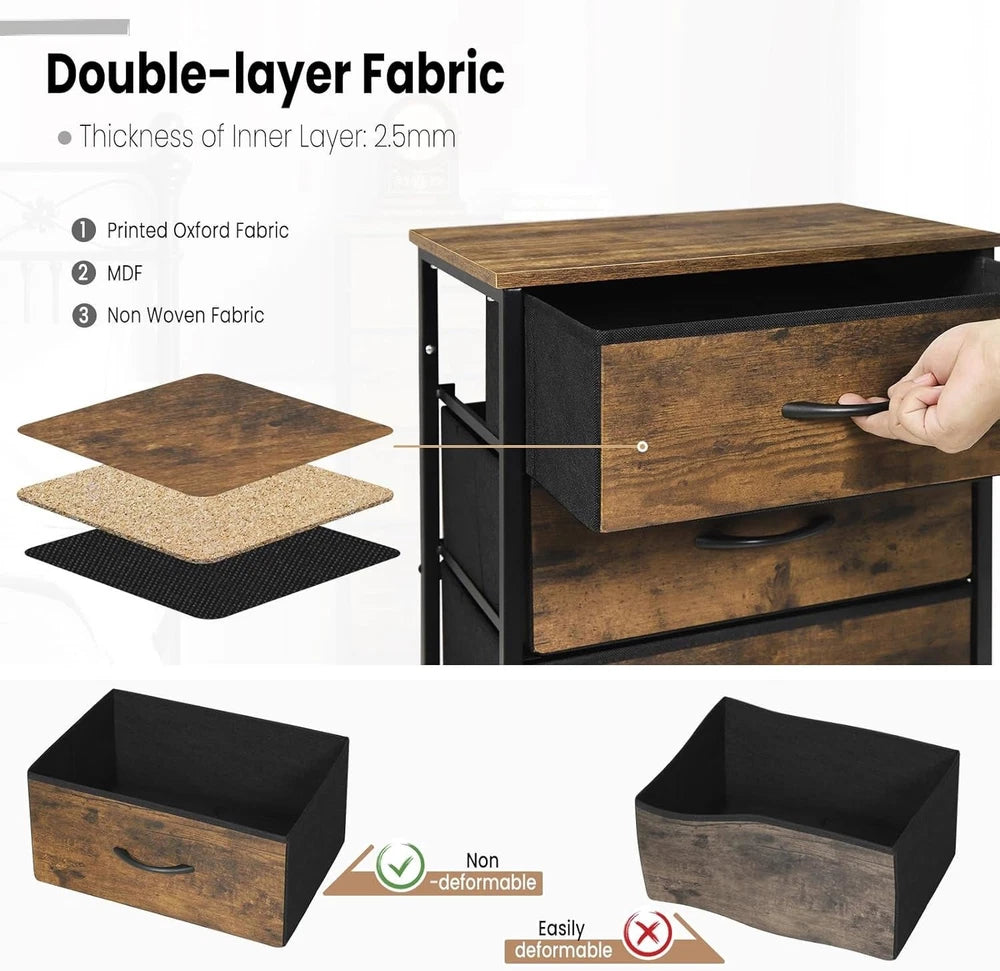 Chest of Drawers Bedroom Furniture Storage Bedside Cabinet 5 Drawers 6 Colours