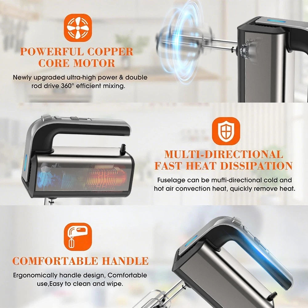 800W Electric Hand Mixer Food Whisk 5 Speeds Turbo Egg Beater Cake Baking