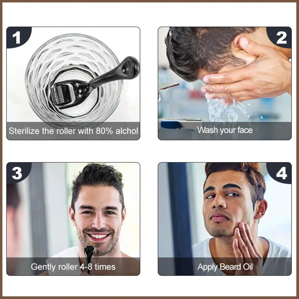 Beard Growth Oil Fast Growing Beard Mustache GROOMING Kit Derma Roller for Men