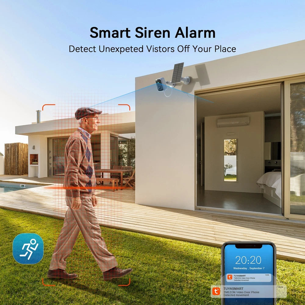 TMEZON Outdoor Security Camera Colour Night Vision Home WiFi Battery CCTV System