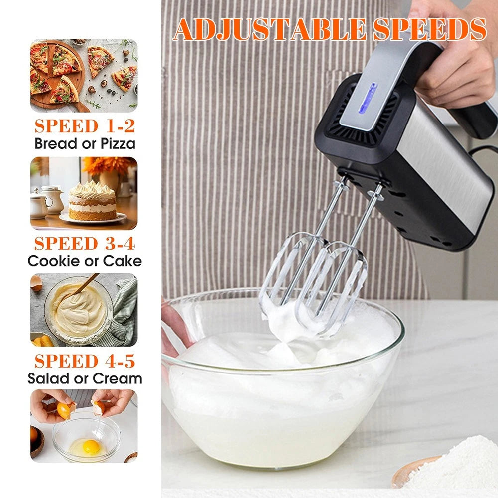 800W Electric Hand Mixer Food Whisk 5 Speeds Turbo Egg Beater Cake Baking