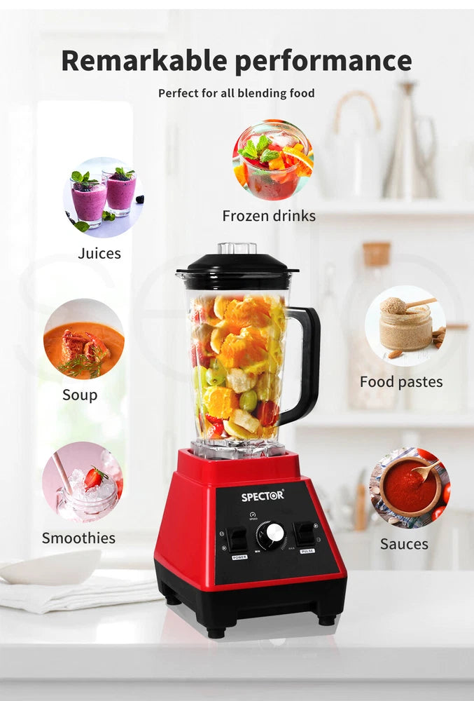 Spector 2L Commercial Blender Mixer Food Processor Juicer Smoothie Ice Crush Red
