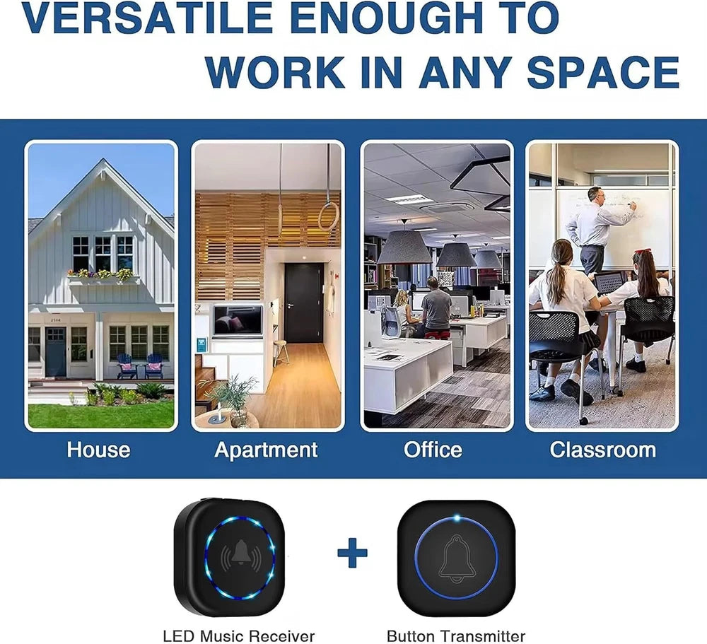 Wireless Door Bells 1000ft Long Range Waterproof Plug in Home Cordless Doorbell