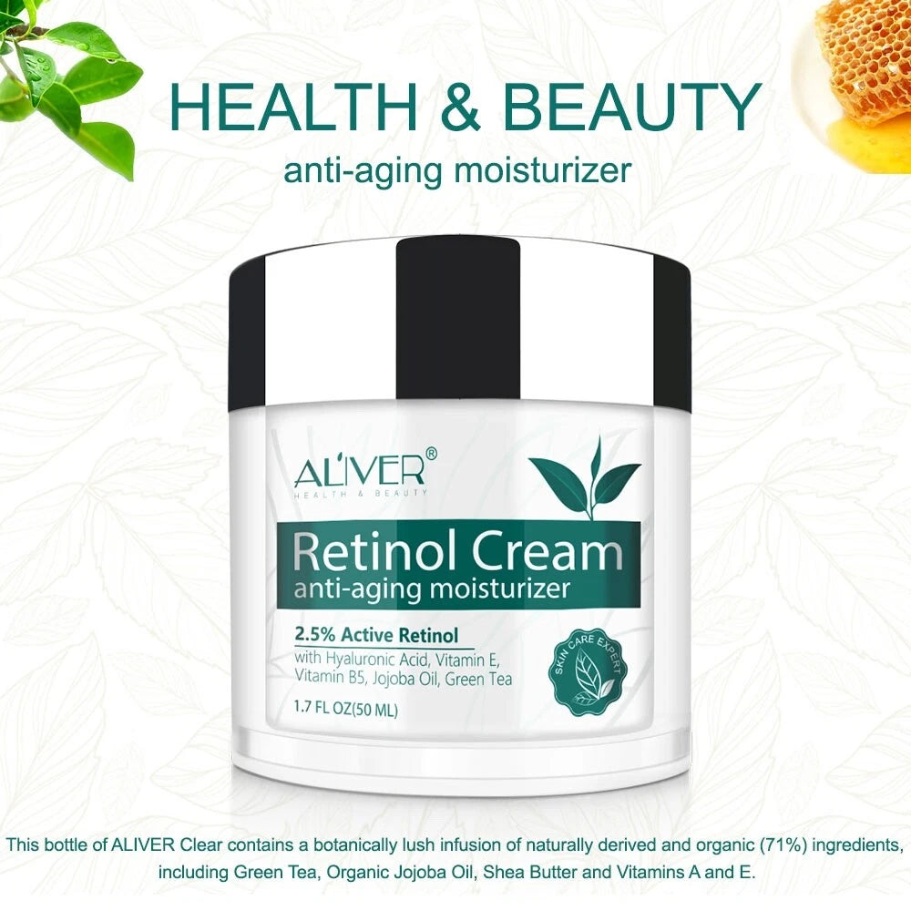 Retinol Face Cream Anti Ageing Wrinkles Hyaluronic Acid, Vitamin B, E Serum 2.5%
