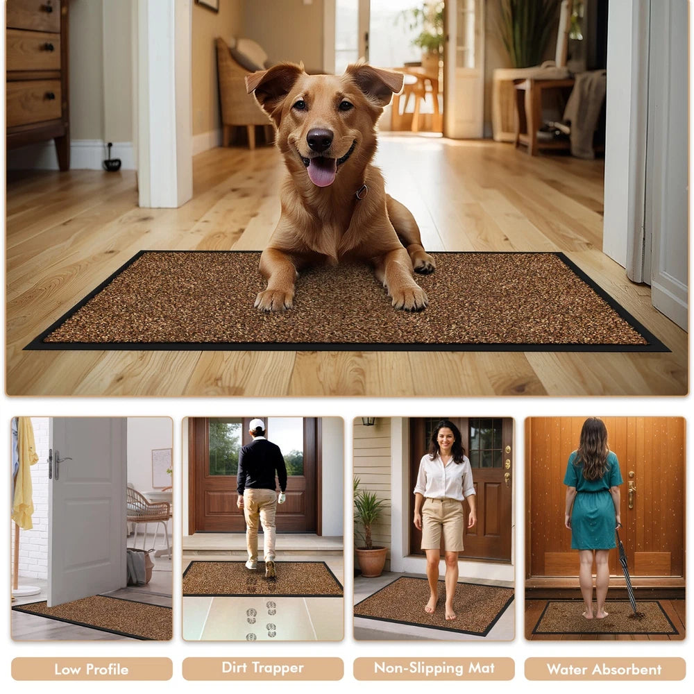 Barrier Mat Entrance Door Mat Heavy Duty Non Slip Dirt Trapper Rubber Back Rugs