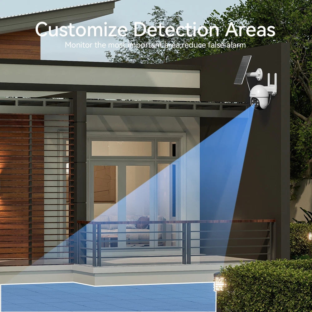 4MP Wireless Security Camera360° PTZ WiFi Solar Battery CCTV Home Outdoor PIR