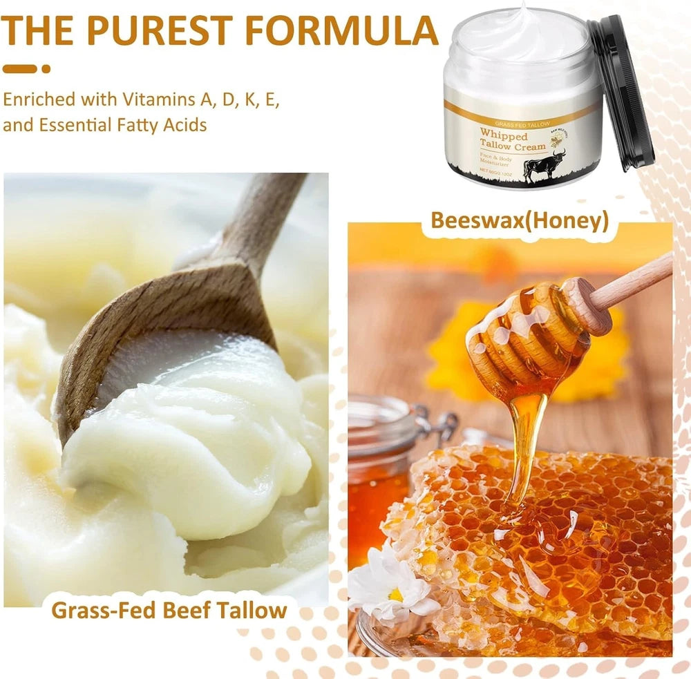 Beef Tallow for Skin, Beef Tallow and Honey Balm, Beef Tallow Face Moisturizer