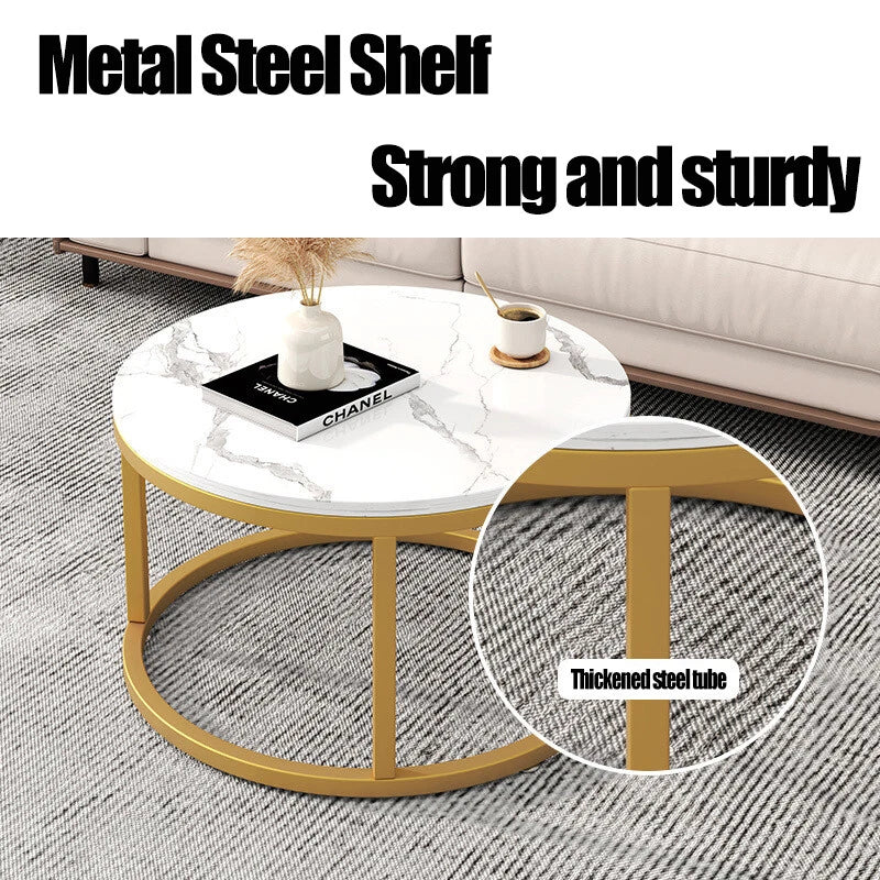 Nesting Coffee Tables Set of 2 Round Stacking Sofa Side Tables Bed/Living Room