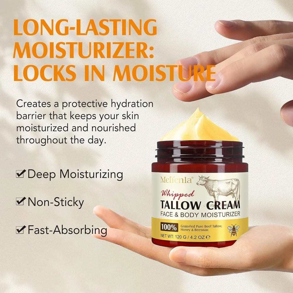 Whipped Beef Tallow Moisturiser skin Care Face & Body Cream Tallow & Honey Balm