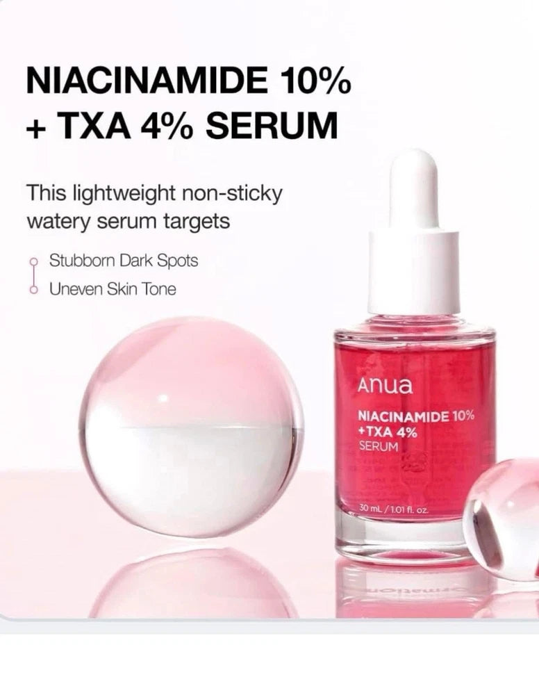 Anua Niacinamide Skincare 10% + TXA 4% Facial Serum, 30ml, Original in Box.