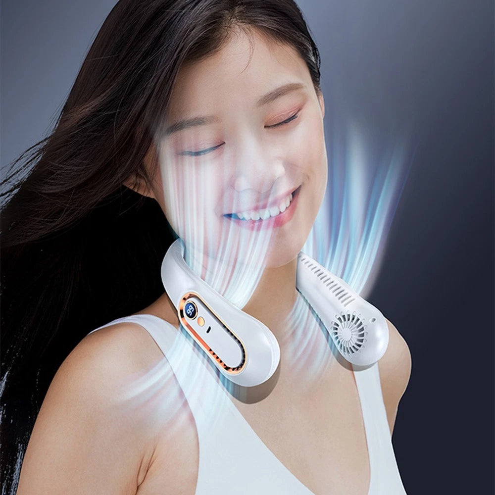 Neck Fan USB Portable Neck Fan Rechargeable Portable Cooler Neckband Bladeless~