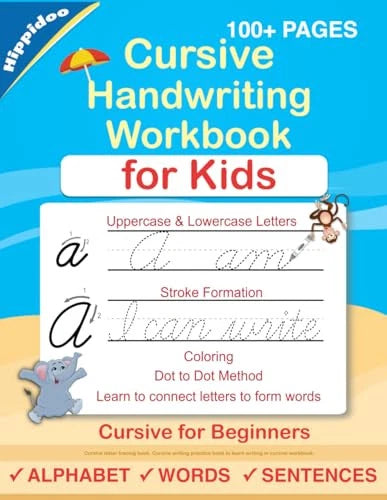 Cursive Handwriting Workbook For Kids: Cur..., Hippidoo