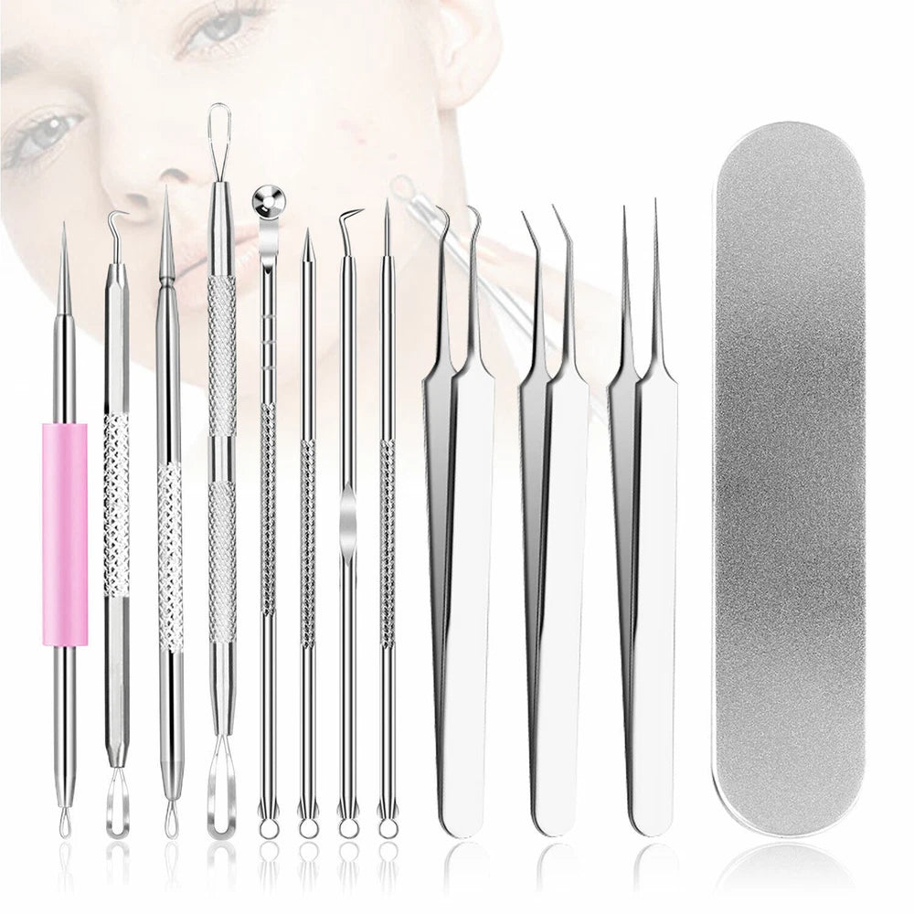 11x Blackhead Remover Tool Kit Spot Acne Pimple Comedone Extractor Comedone Box