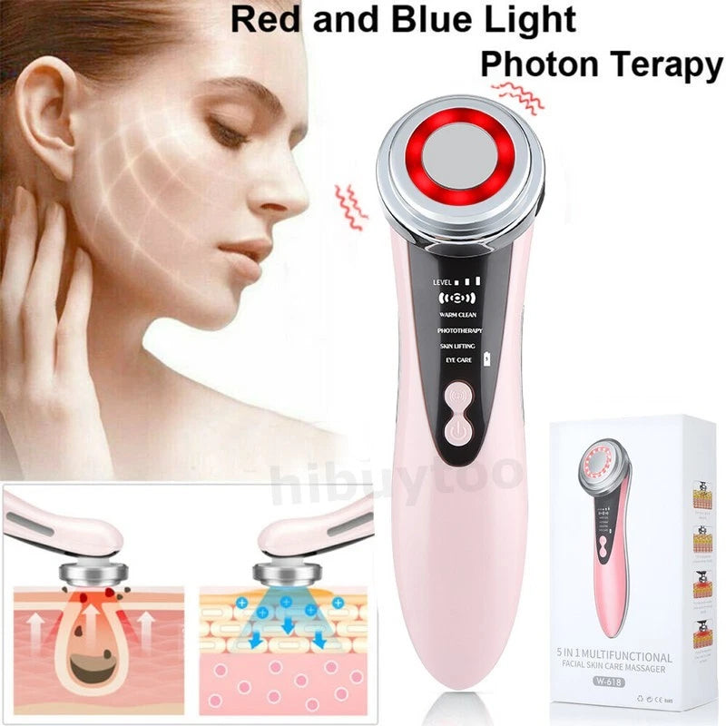 RF Facial Massager Skin Tightening Machine LED Light Photon Therapy Anti-aging