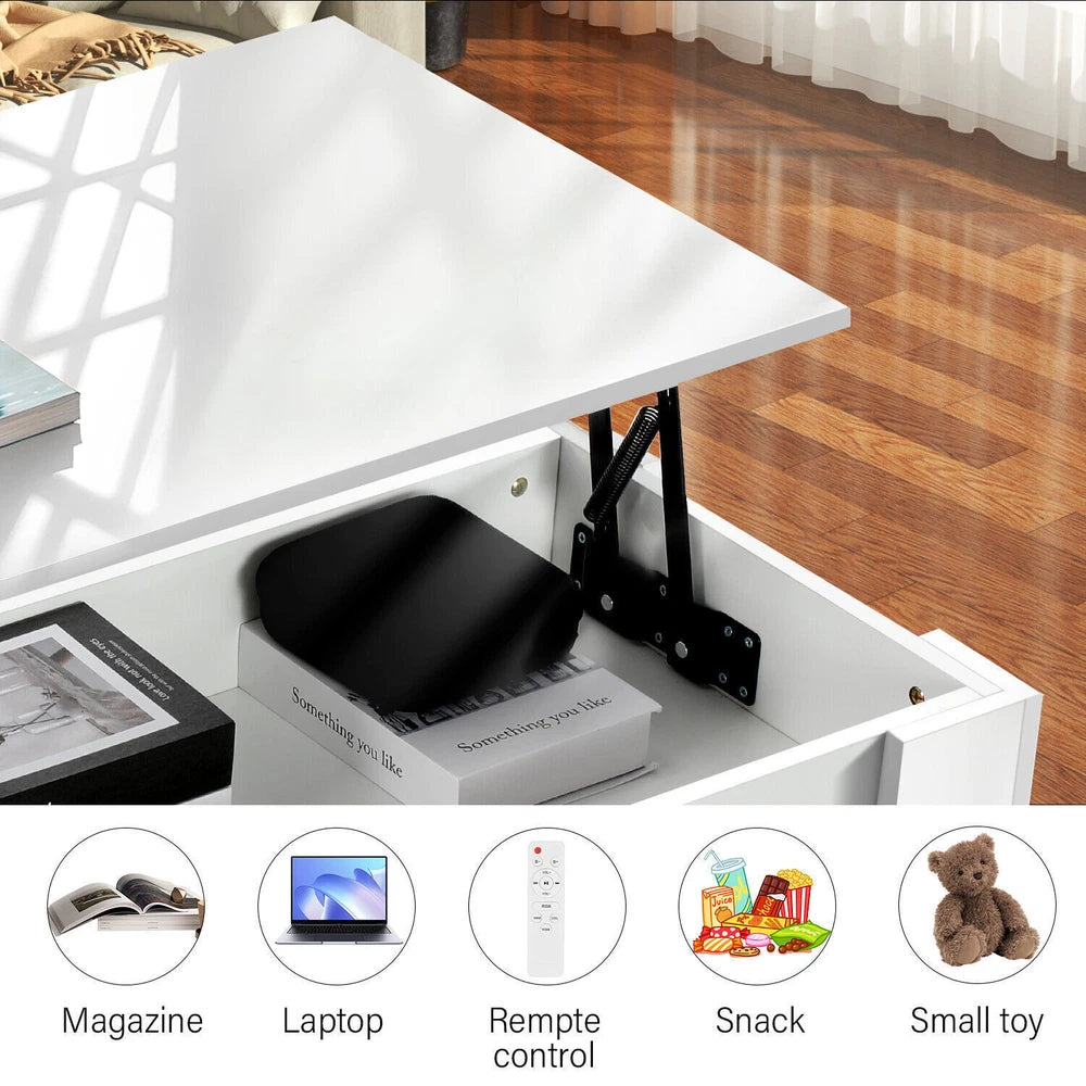 Coffee Table With Storage Lift Top Up Drawer Shelf Living Room Furniture Wooden