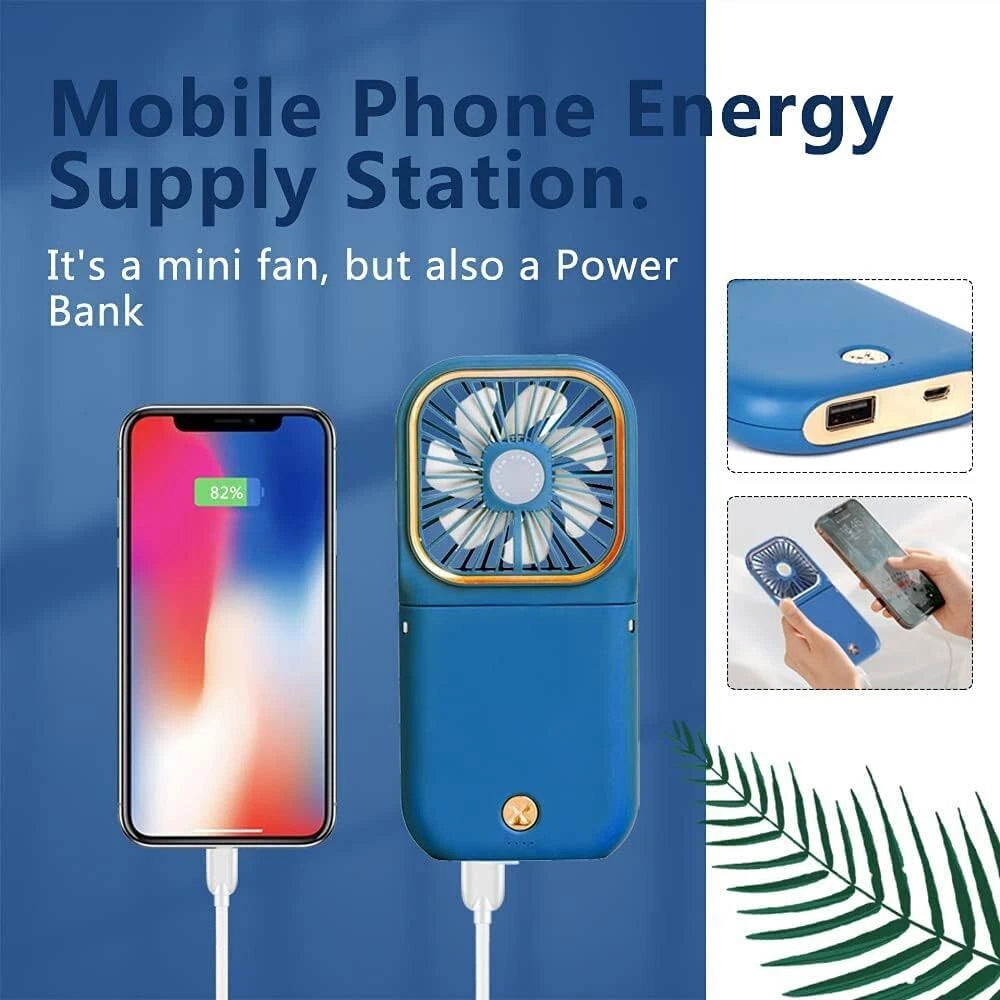 Mini Hand-held Fan， Portable Folding Desk Fan Cooler Cooling USB Rechargeable UK