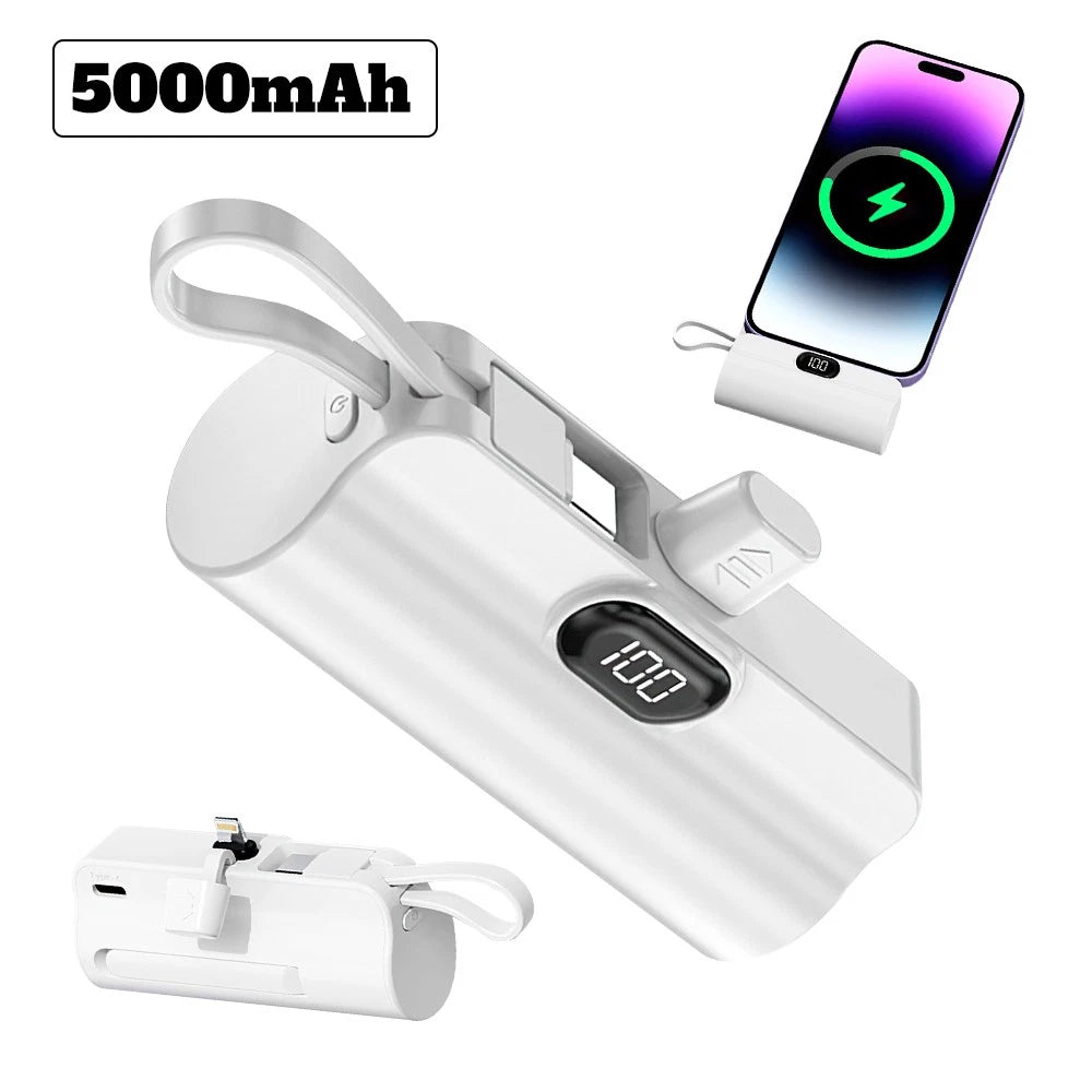 8000mah Mini Power Bank Portable Dual Connector For USB C & iPhone Fast Charger