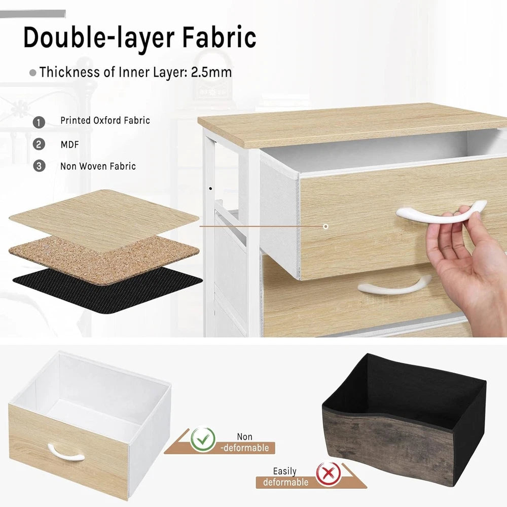 Chest of Drawers Bedroom Furniture Storage Bedside Cabinet 5 Drawers 6 Colours