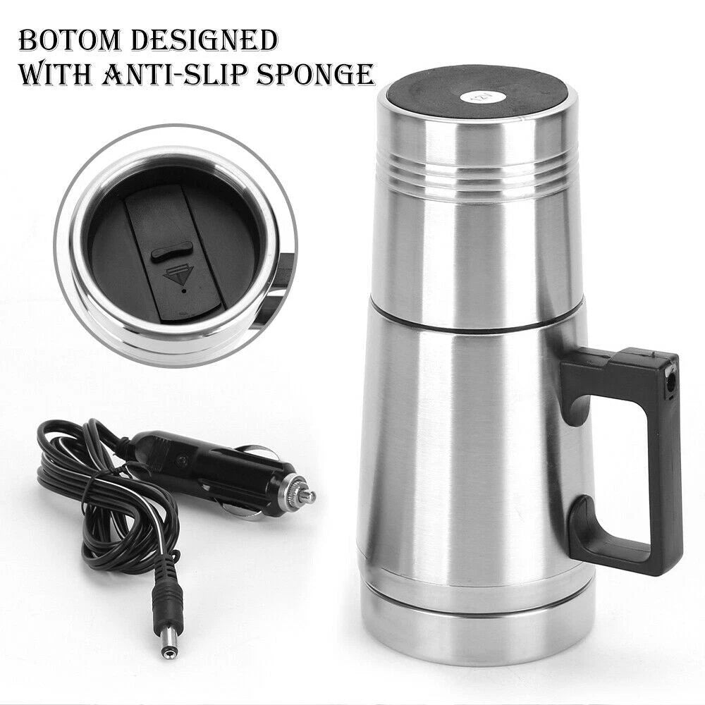 300ml Electric Car Travel Kettle 12V Stainless Steel Car Water Heating Bottle