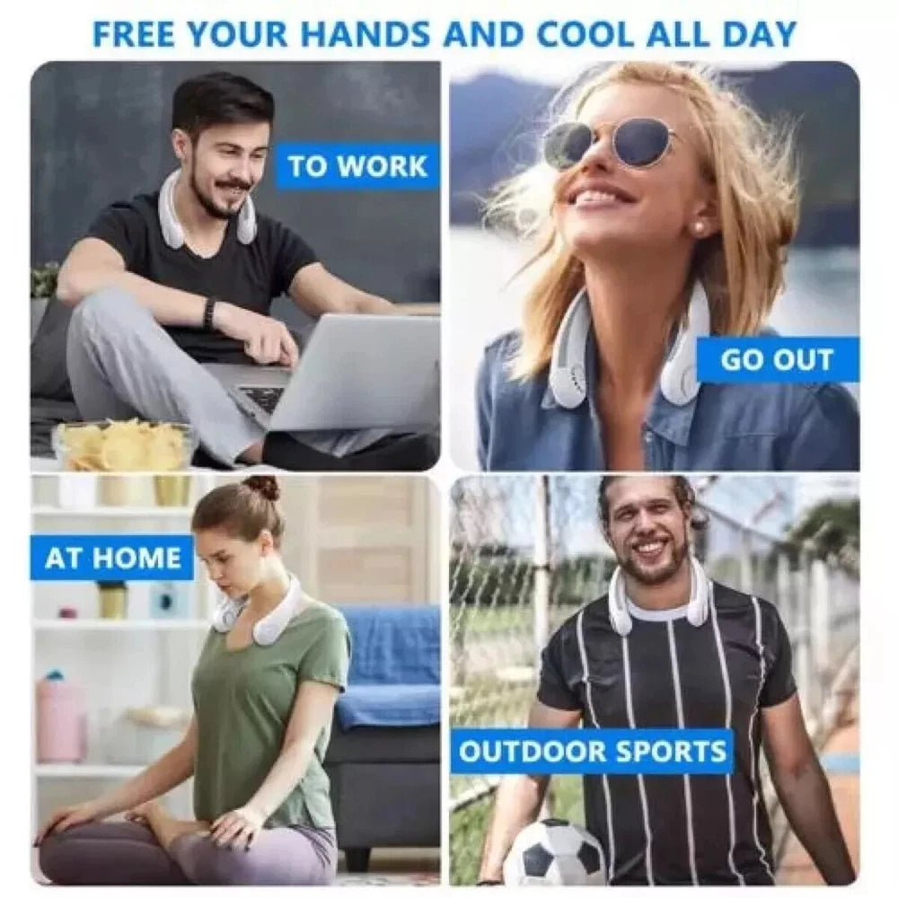 Portable Neck Mini Fan Lazy Neck Hanging USB Rechargeable Air Cooler Fan UK