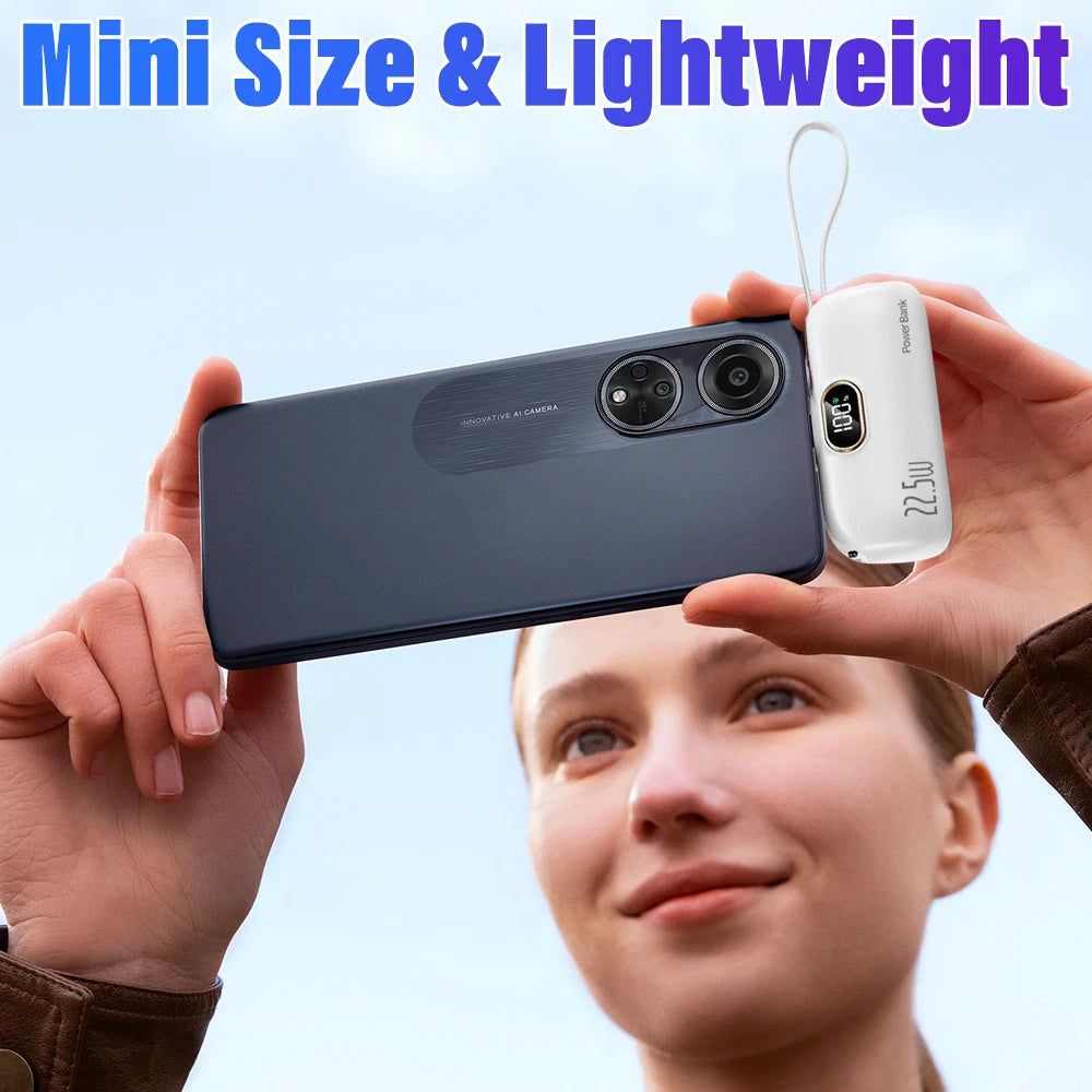 8000mAh Mini Power Bank Portable Fast Charger External Battery For iPhone Type-C