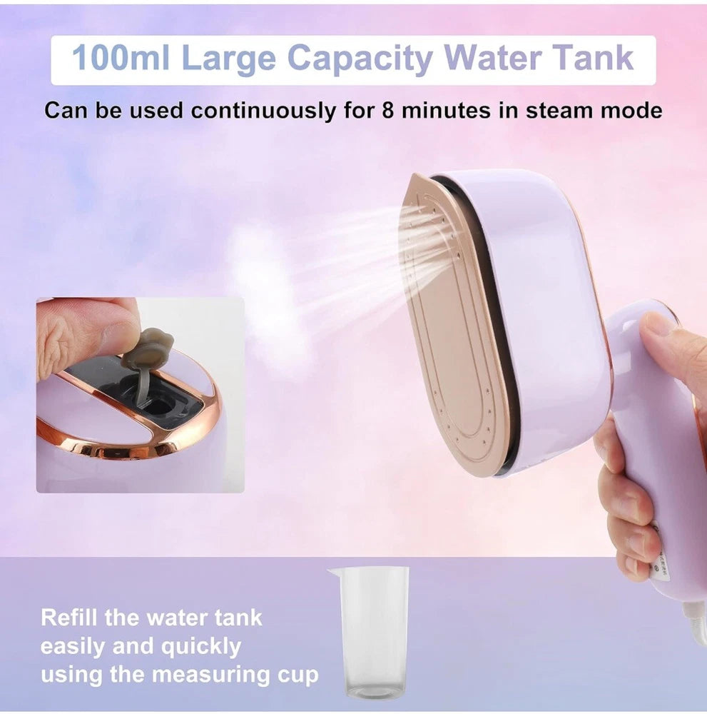 Mini Steam Iron, 1000W Foldable Handheld Travel Steamer Iron 15s Fast Heat Up