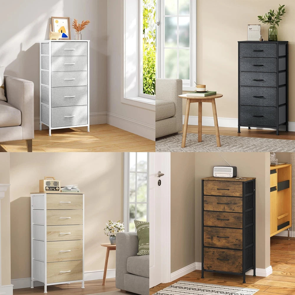 Chest of Drawers Bedroom Furniture Storage Bedside Cabinet 5 Drawers 6 Colours