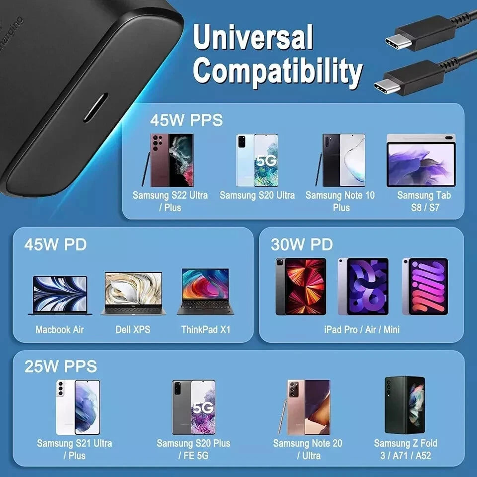 45W Super Fast Charger Adapter Plug USB-C Type C For Samsung and Iphone UK