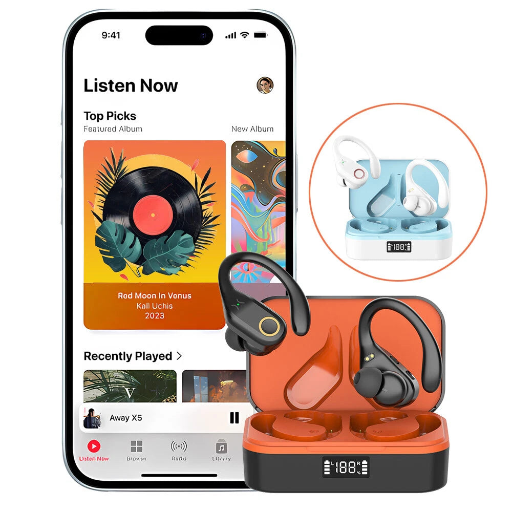 TWS Wireless Bluetooth Earphones Headphones Sports Running Bass Earbuds Ear Hook