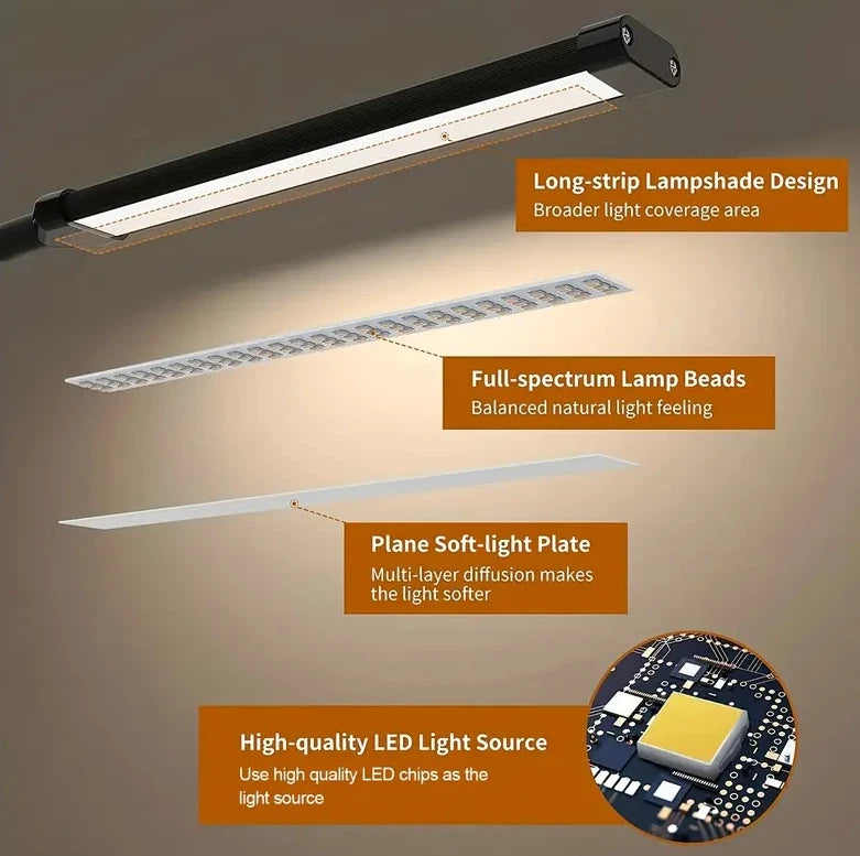 USB Clip On Desk Lamp Flexible Clamp Reading Light LED Bed Table Bedside Night.