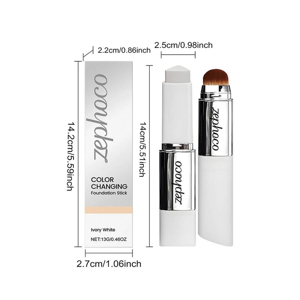 2-in-1 White Foundation Stick Colour Changing Concealer Stick with Brushes