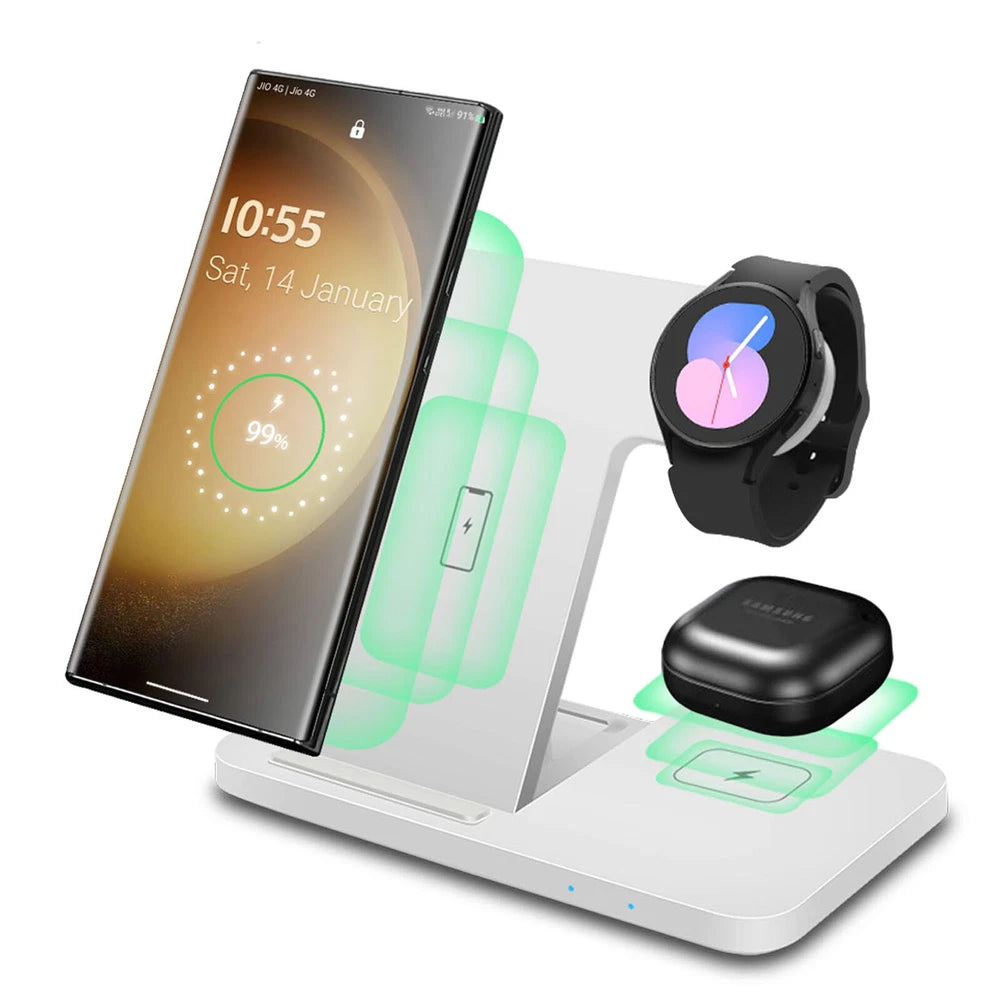 3in1 Wireless Charger Station Dock For Samsung Galaxy Watch 7/6 S25+ S24 Z Flip6