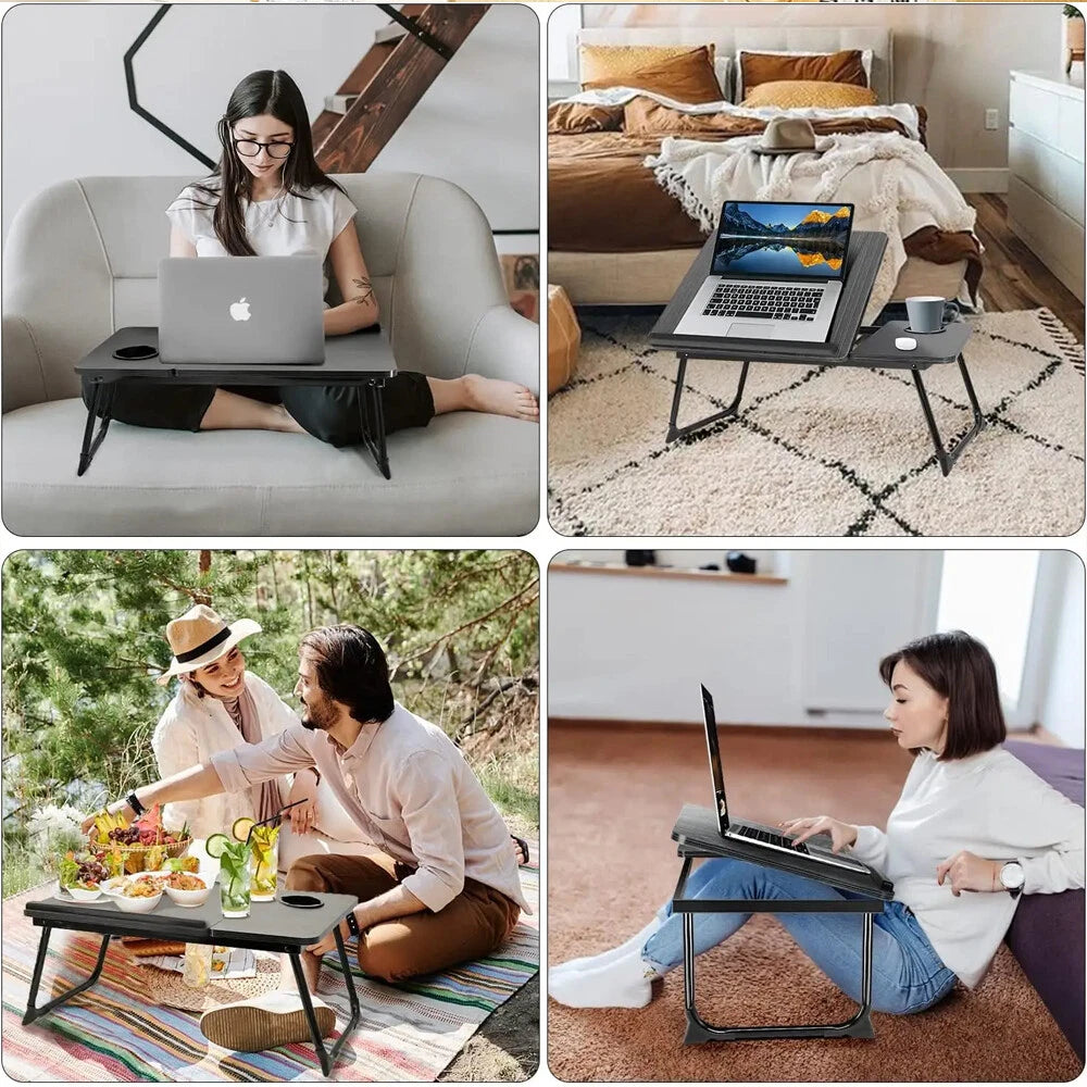 Folding Laptop Table Stand Bed Tray Sofa Lap Portable Notebook Desk Breakfast UK