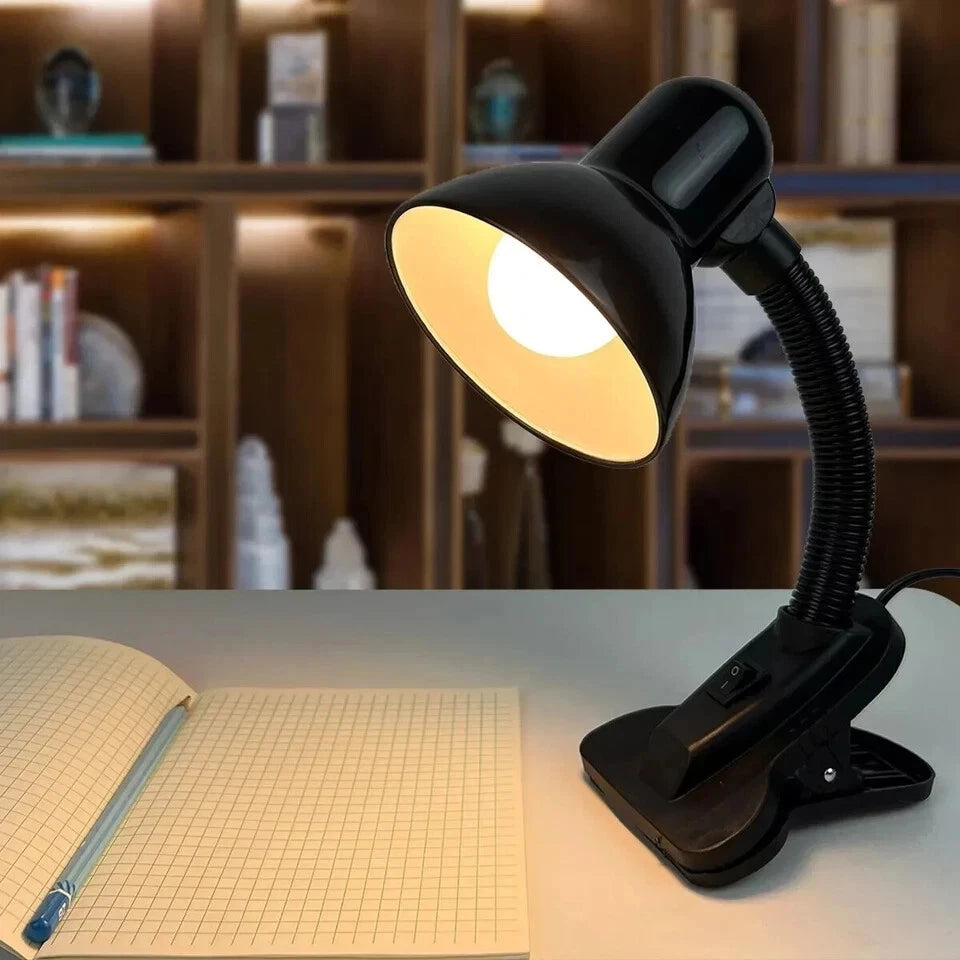 Adjustable Desk Clamp Lamp Bed Study Reading Light Clip On Table Lamp Black
