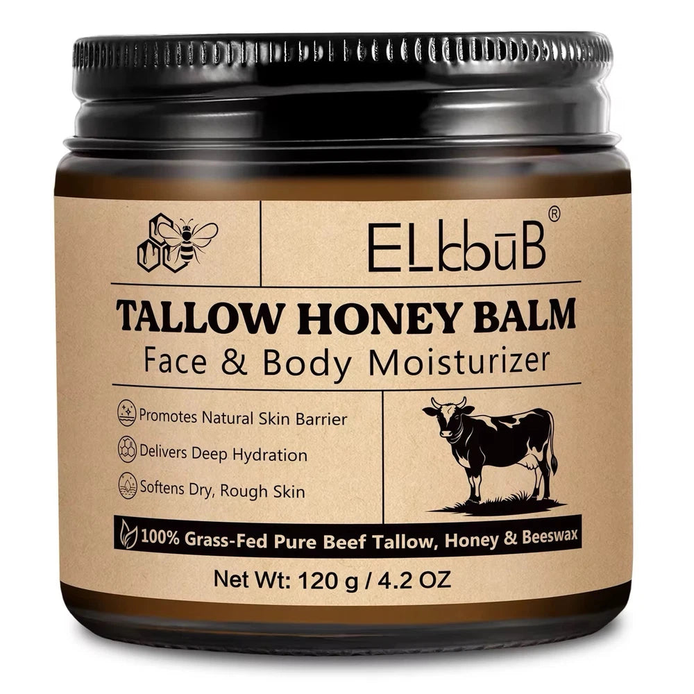 Beef Tallow Skin Care, Beef Tallow and Honey Balm Face Moisturizer, Natural
