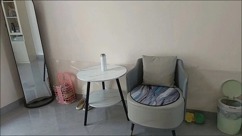 1/2 Tier Coffee Table Round Side Table White Marble Effect End Table Living Room