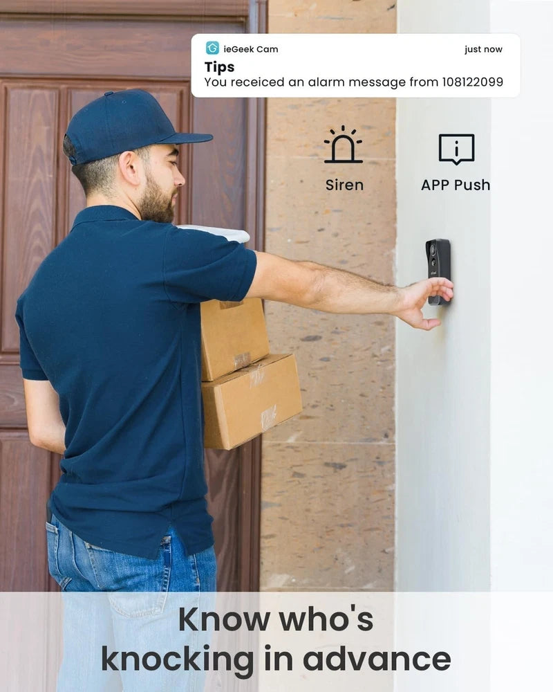 Wireless Smart Home Video Doorbell Camera, Indoor Chime WiFi Doorbell 2way Audio