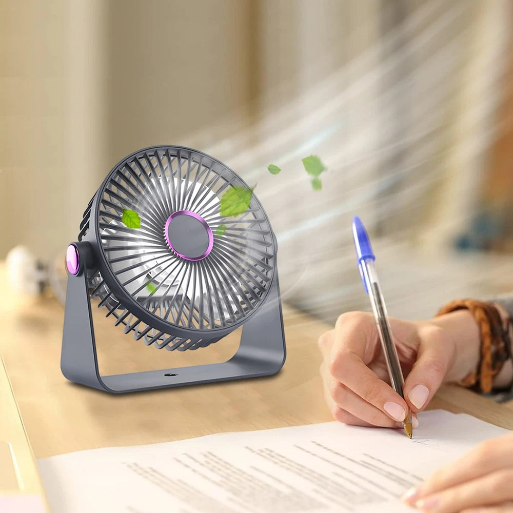 UK 5.9Inch Mini USB Rechargeable Desk Fan Portable Small Quiet Table Cooling Fan