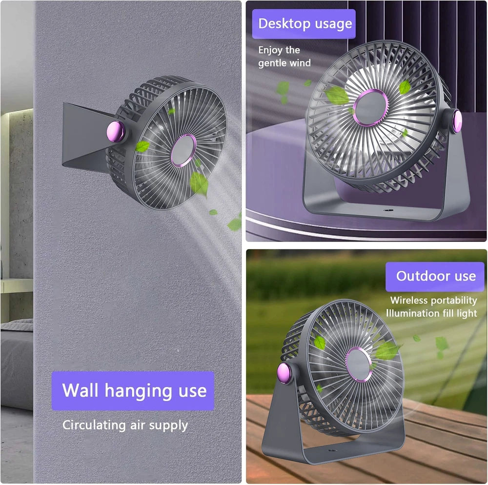 UK 5.9Inch Mini USB Rechargeable Desk Fan Portable Small Quiet Table Cooling Fan
