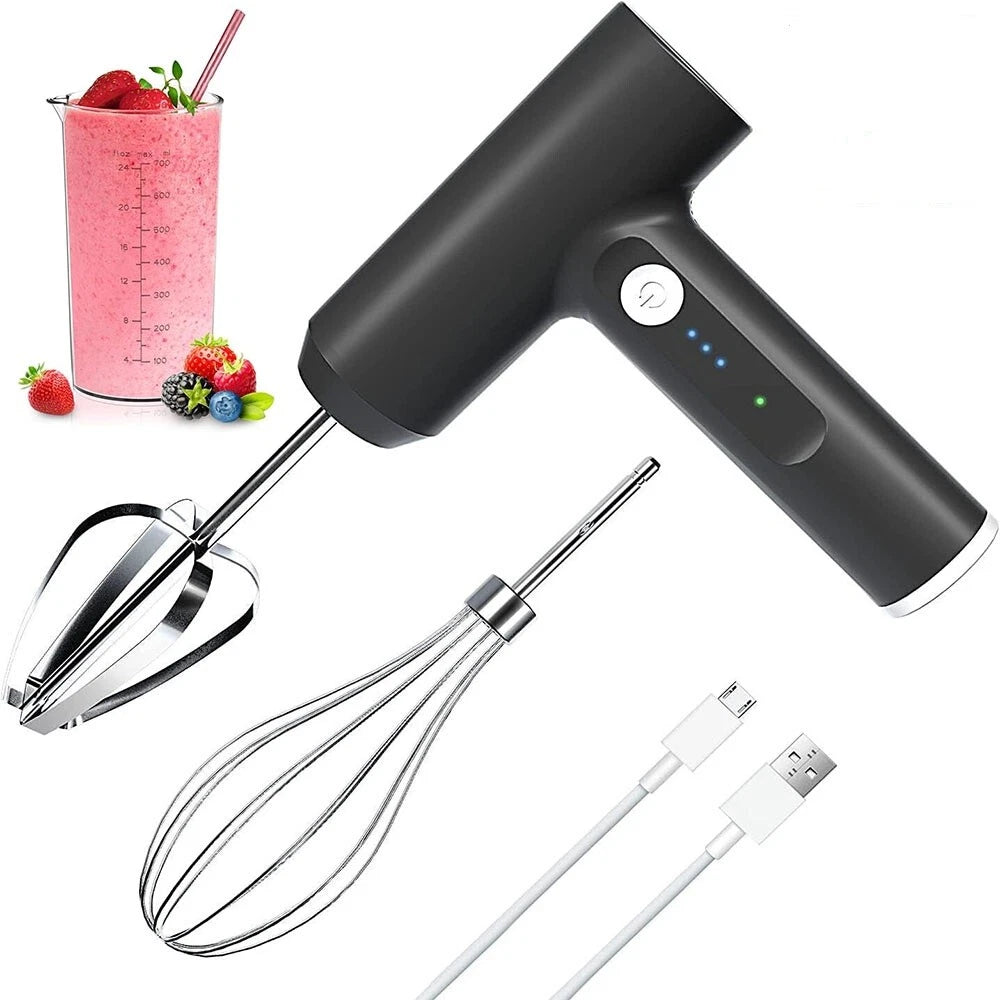 Electric Handheld Whisk Cordless Egg Beater Hand Mixer USB Coffee Food Frother