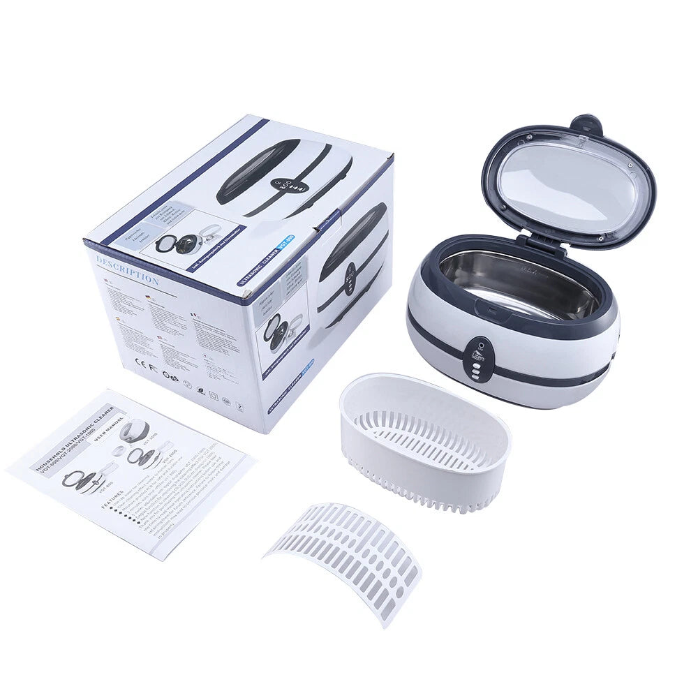 Uten 600ml Ultrasonic Cleaner Timer Watch Jewellery Cleaning Machine With Basket