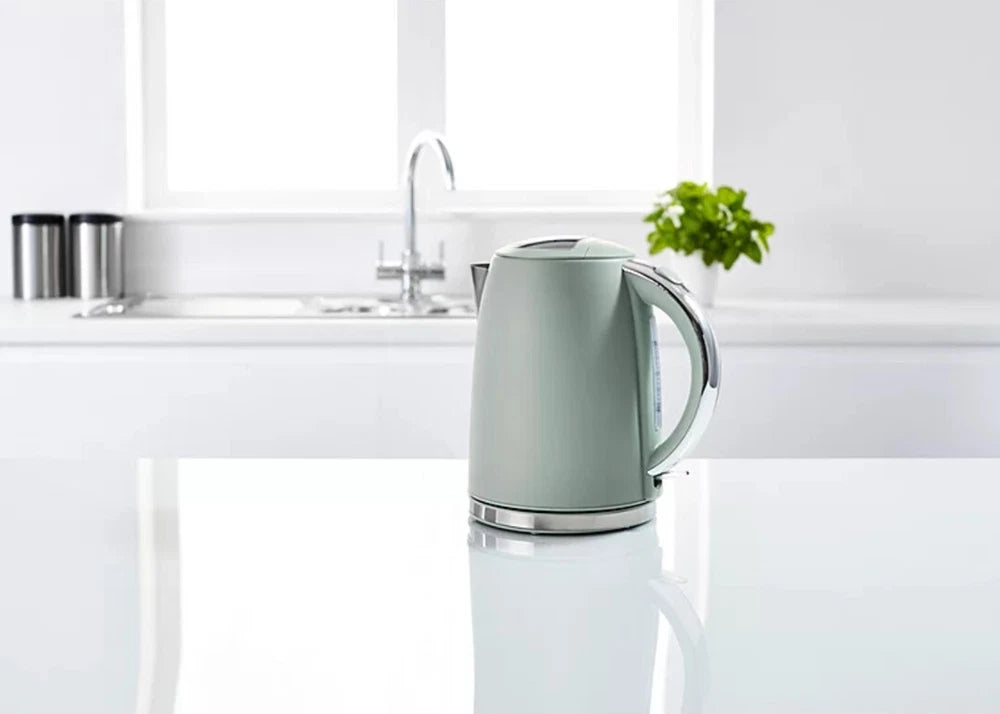 St Steel Kettle Fast Boil 3KW Debranded 1.7L boil Protect Sage Green #B MARKED#