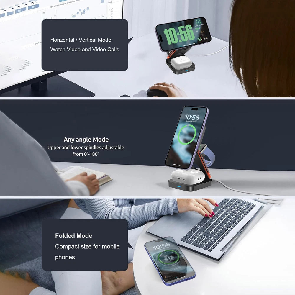 Wireless Charger Dock 3in1 Fast Charging Station For Apple Watch iPhone 16 15 14