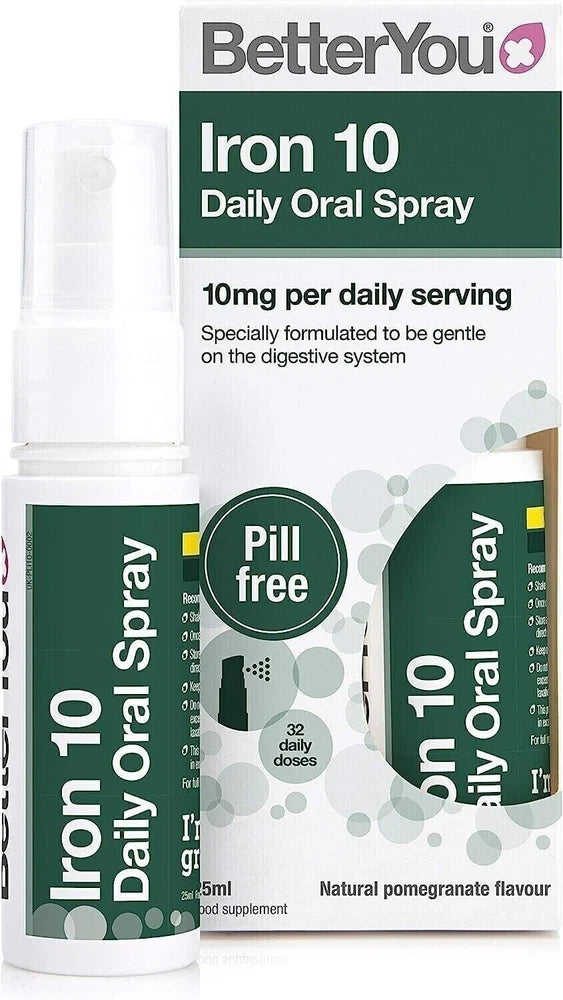 BetterYou Iron 10 Daily Oral Spray 25ml Pill-free Iron Supplement Immune System.