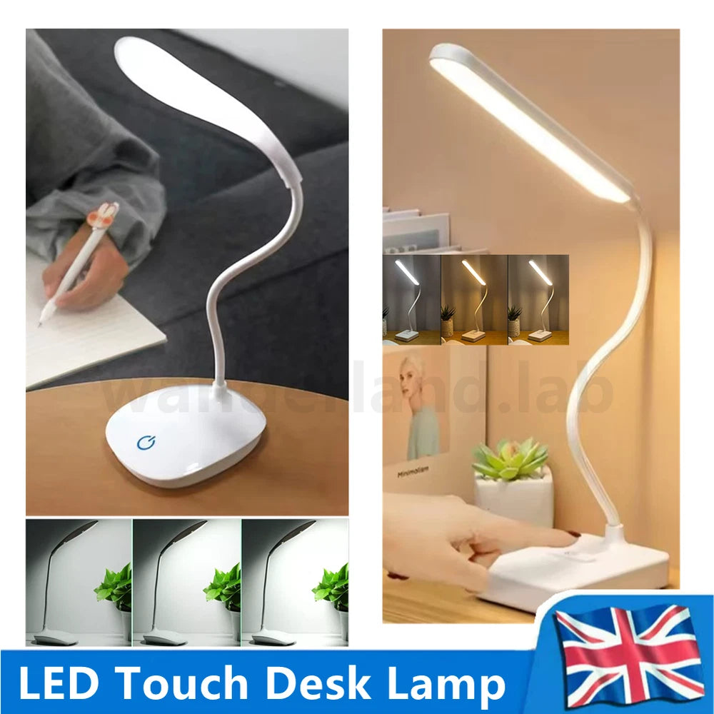 LED Flexible Touch Desk USB Rechargeable Light Bedside Reading Lamp Dimmable
