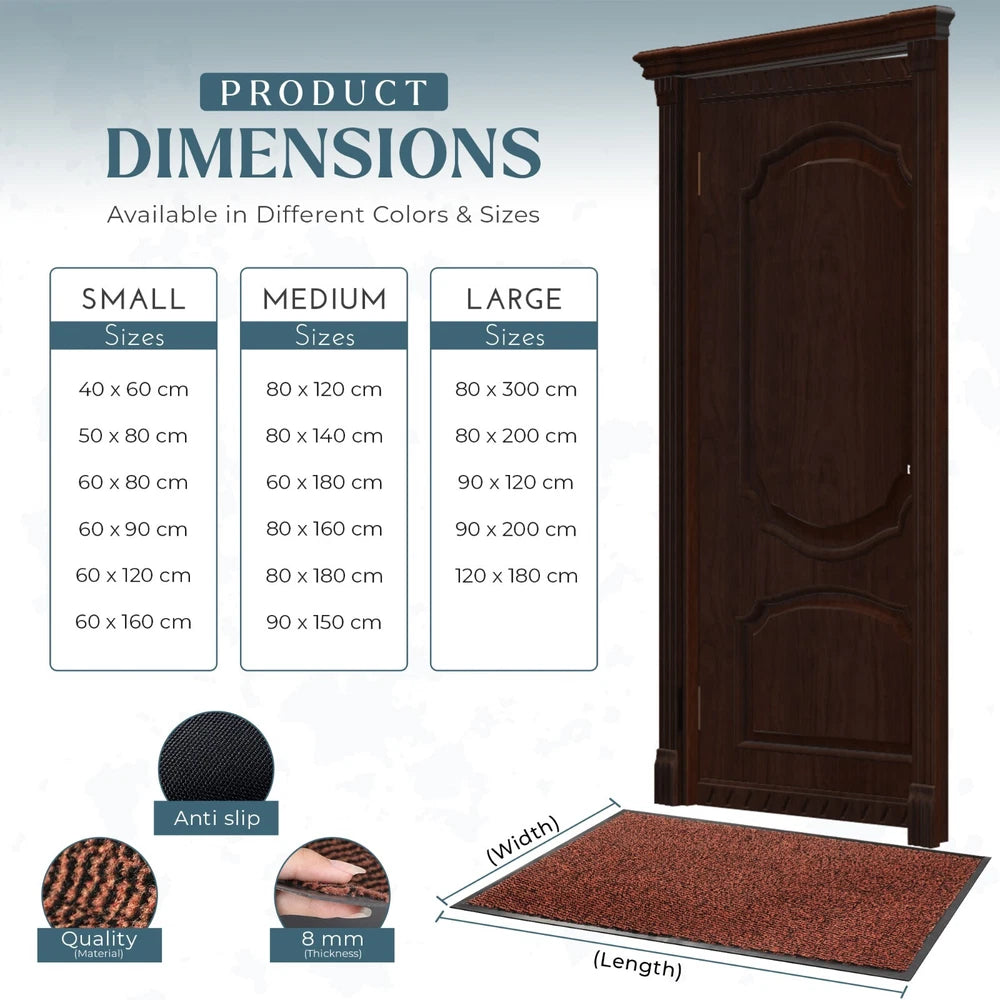 Barrier Mat Entrance Door Mat Heavy Duty Non Slip Dirt Trapper Rubber Back Rugs